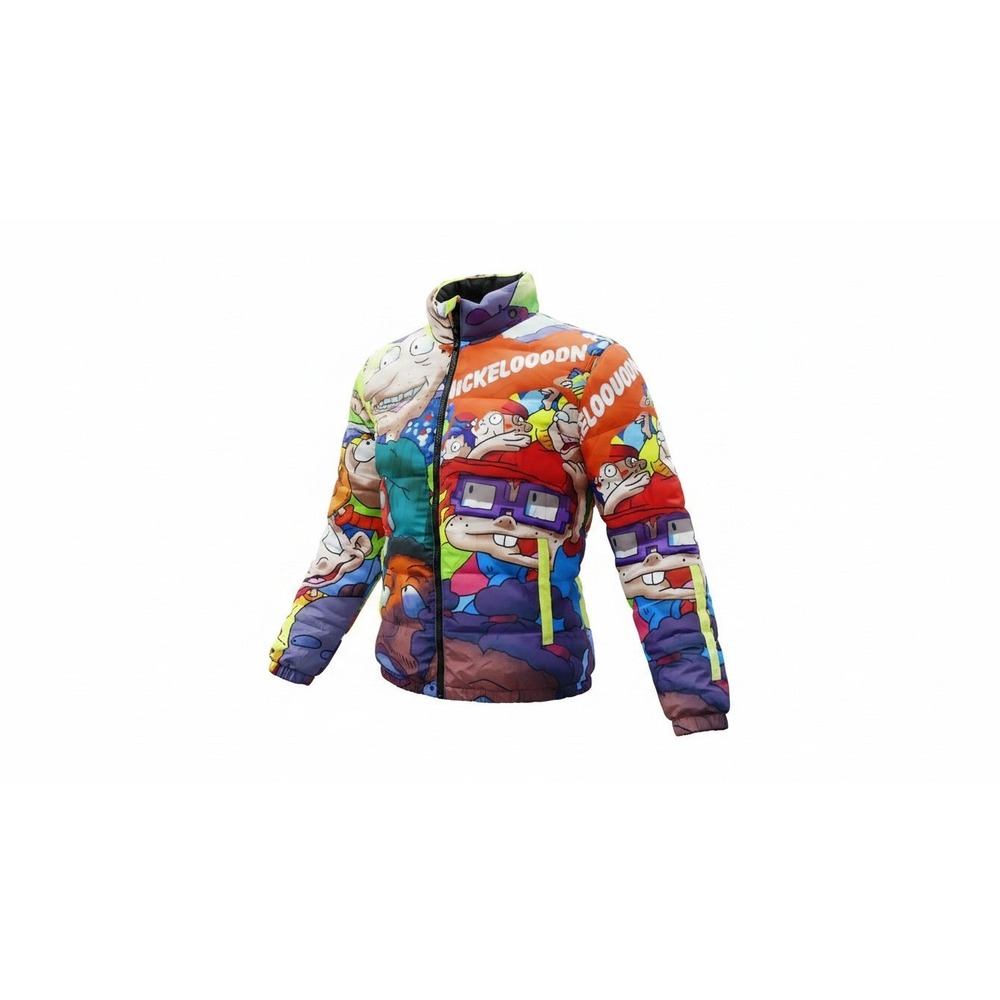 Members Only Rugrats Puffer Jacket Mens XL Multicolor Excellent Nickelodeon Art
